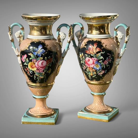 Antique pair of Vincennes vases ,France